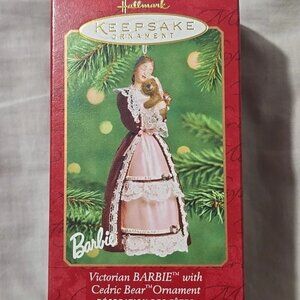 VICTORIAN BARBIE with CEDRIC BEAR Hallmark Keepsake Ornament, 2001